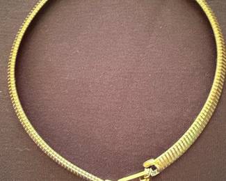 Monet Gold Tone Omega Style Choker Necklace