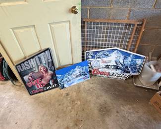 Coors Light "The Silver Bullet" Metal Sign and "Flash It! We ID" Sign