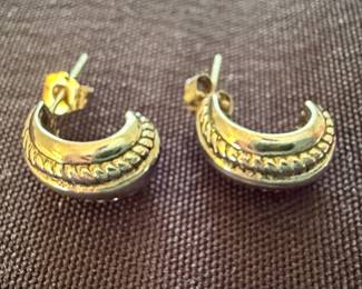Vintage Textured Rope Edge Hoop Earrings