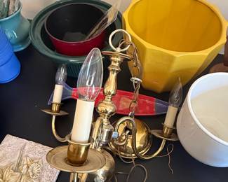 Vintage Brass Two-Light Candle-Style Chandelier