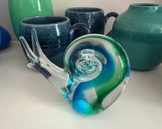 Blown Glass Snail Figurine - Murano Style