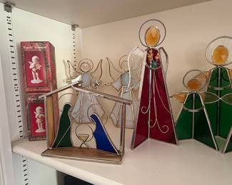 Stained Glass Angels and Nativity Set