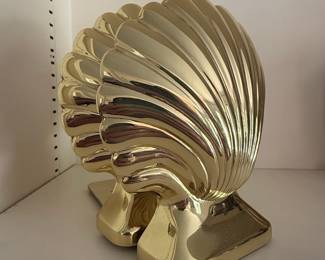 Vintage Brass Scallop Shell Bookends