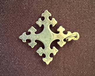Sterling Silver Mexican Aztec Calendar Pendant and Sterling Silver Cross Pendant