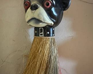 Boston Terrier Ceramic Brush Handle