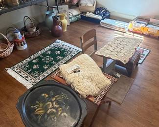 Vintage Hand-Painted Floral Tray Table