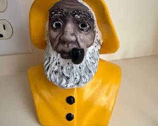 Vintage Chalkware Fisherman Bust with Pipe