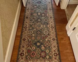 Traditional Persian-Style Runner Rug - Sage Green Floral