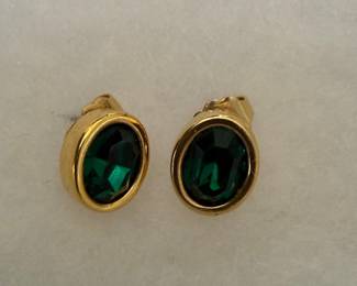 Gold-Plated Emerald-Cut Stud Earrings