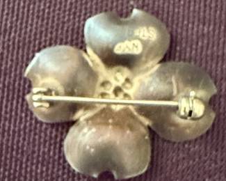 Stuart Nye Sterling Silver Dogwood Flower Brooch