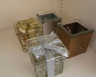 Set of 4 Christmas Themed Decorative Lighted Gift Boxes/Holders