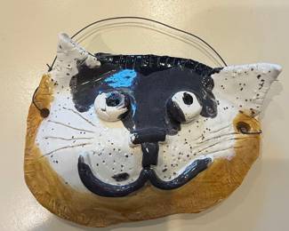 Handmade Ceramic Cat Face Wall Plaque