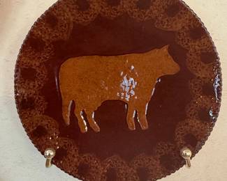 Foltz Brown Ceramic Cow Plate