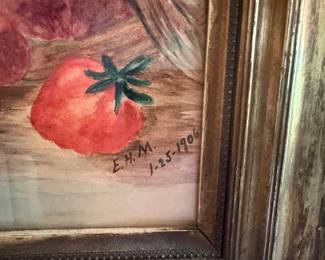 Watercolor Still Life of Strawberries