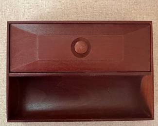 Wooden Desk Organizer Tray with Three Circular Insets