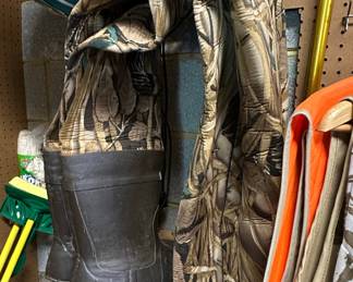 Camo Insulated Hunting Jacket and Rubber Boots