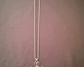 Sterling Silver Filigree Cross Pendant Necklace