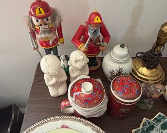 Firefighter Nutcracker Set and Decorative Asian-Style Jars