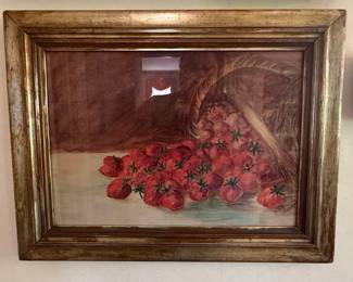 Watercolor Still Life of Strawberries