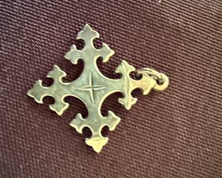 Sterling Silver Mexican Aztec Calendar Pendant and Sterling Silver Cross Pendant