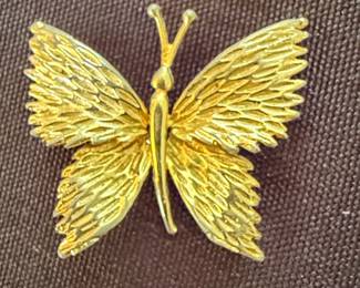 Monet Gold-Tone Textured Butterfly Brooch
