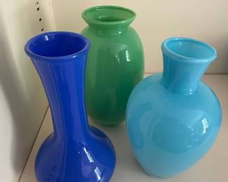 Set of Three Opalino Glass Vases