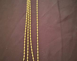 14K Yellow Gold Oval Bead Chain Necklace