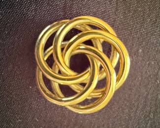 Vintage Brooch Set: Silver-Toned Rose and Gold-Toned Geometric