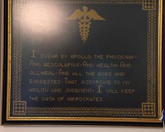 Cross-Stitched Hippocratic Oath with Caduceus
