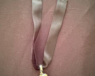 Black Ribbon Choker Necklace with Geometric Pendant