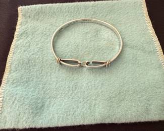 Tiffany & Co. Sterling Silver 14k Gold Trim Hook and Eye Bracelet