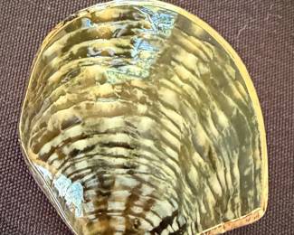 Mother of Pearl Fan Shape Brooch with Gold Tone Setting