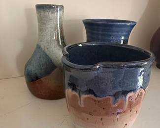 Studio Pottery Vases and Bowl Set
