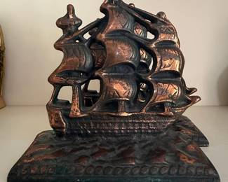 Cast Iron Galleon Ship Bookends