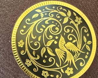 Vintage Damascene Bird Brooch