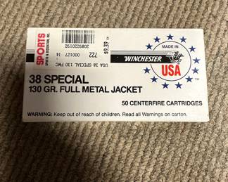 Winchester 38 Special 130 Grain Full Metal Jacket Centerfire Cartridges