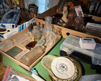 Old glass, ashtrays etc 