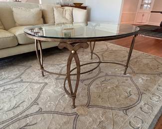 Metal Coffee Table with Glass Top