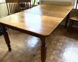 Wood Dining Room Table, Leaves are in the Table