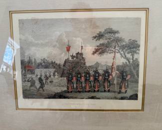 Framed Asian Print, Chinese Military Post