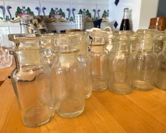 Vintage Clear Glass Spice Jars with Ground Glass Stoppers