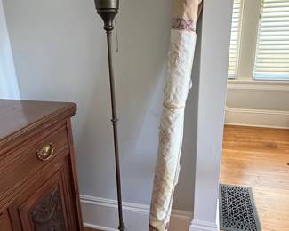 Antique Torchiere Floor Lamp with Fluted Column and Ornate Base
