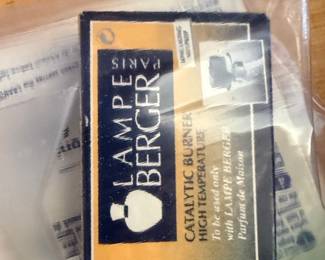 Lampe Berger Green Frosted Glass Diffuser with Gold Tone Burner