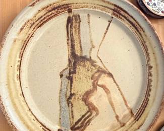 Stoneware Serving Platter with Abstract Glaze