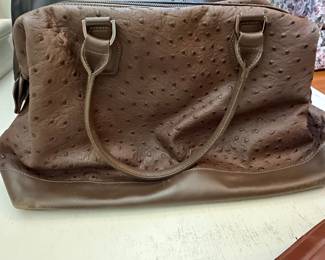 Brown Ostrich Leather Satchel Bag