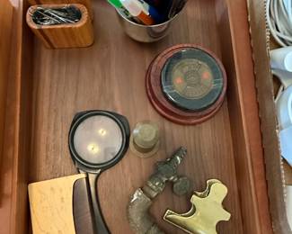 Assorted Desk Accessories and Plumbing Fixture Components