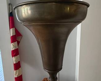 Antique Brass Torchiere Floor Lamp with Trumpet Shade
