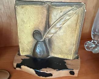 Vintage Book & Quill Desk Accessory