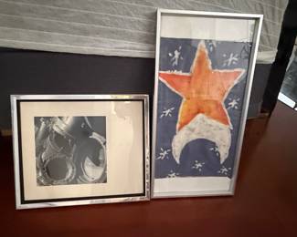 Framed Artwork Lot: Abstract Star and Black and White Photographic Print