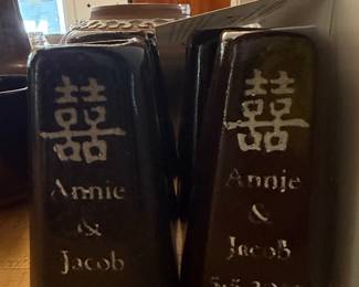Haand Pottery "Annie & Jacob" Wedding Commemorative Vases